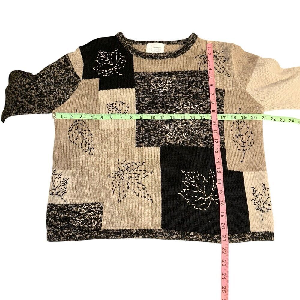 Vintage Christopher & Banks Patchwork Knit Sweater M | Y2K Grandma Embroidered - Picture 7 of 7